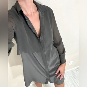 Club Monaco Silk Long Sleeve Mini Dress